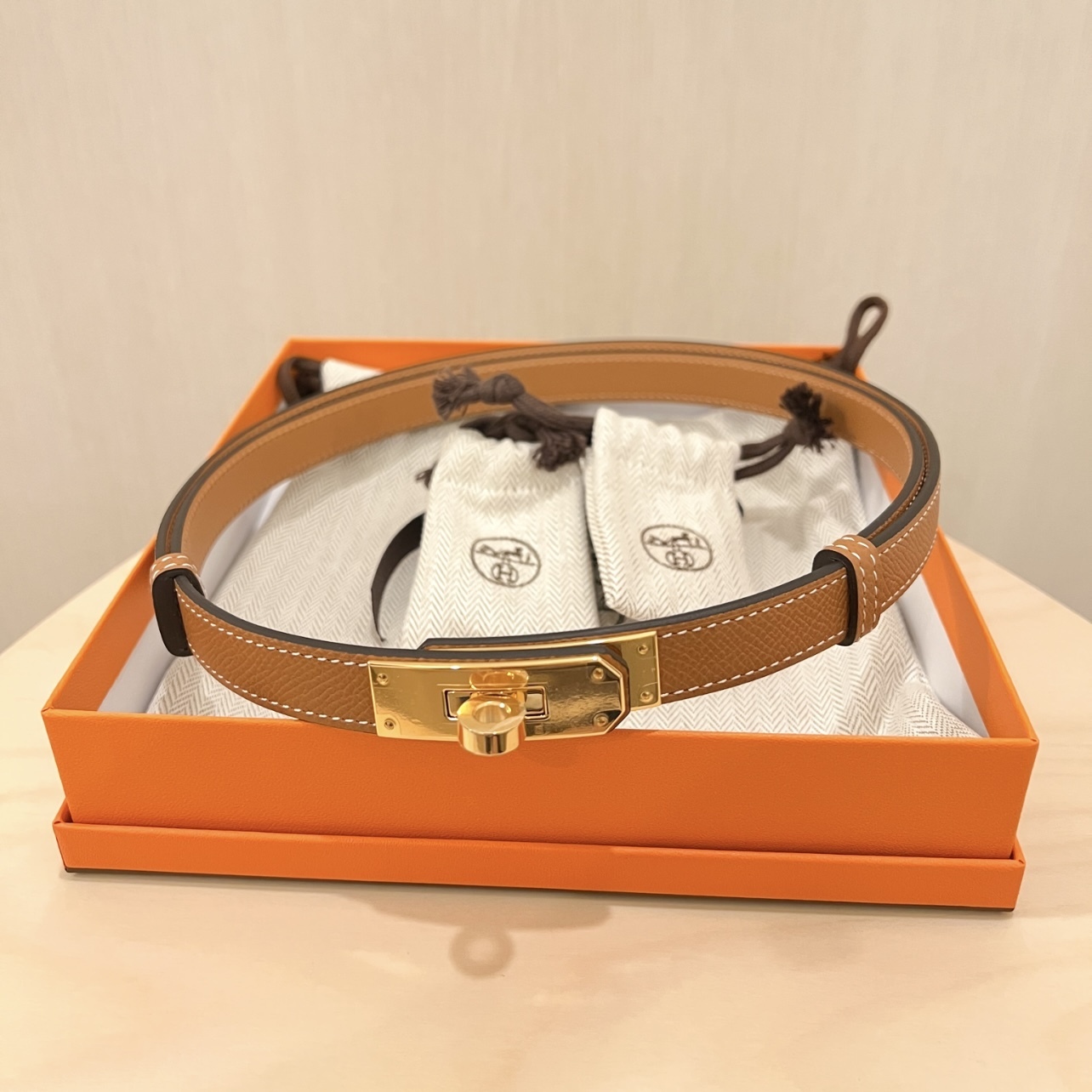 エルメス ケリーベルト Gold エプソン ゴールド金具 (HERMES/ベルト