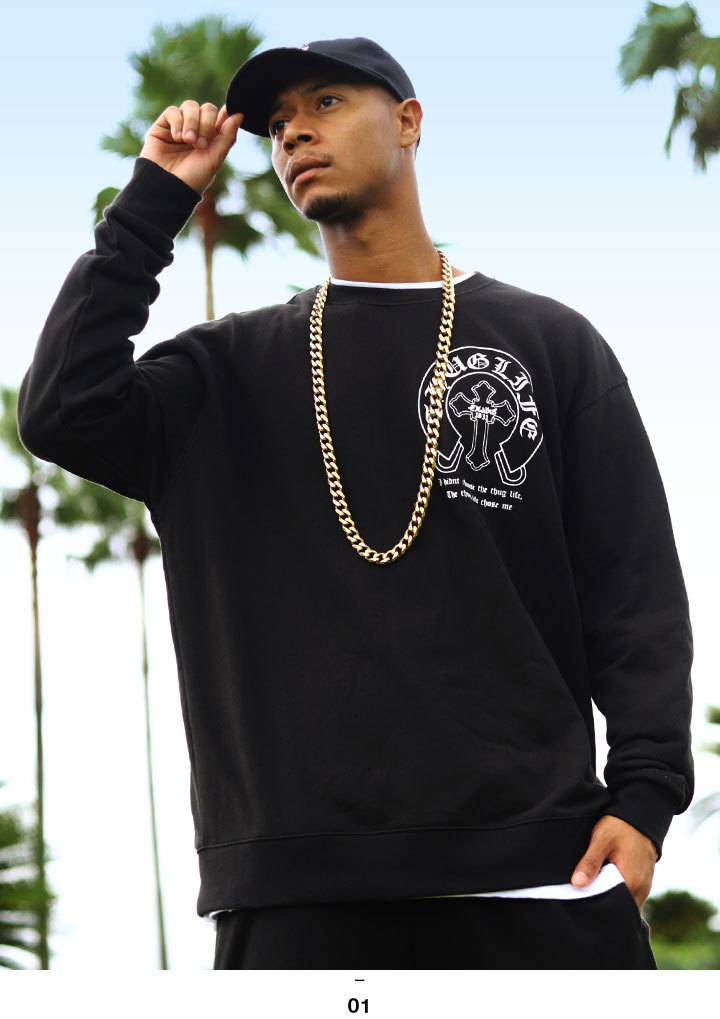 入手困難 即納 ACEFLAG トレーナー THUG LIFE サグライフ クロス