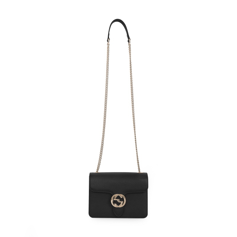 関税負担なし☆Gucci Interlocking Chain Leather Cross Bag (GUCCI