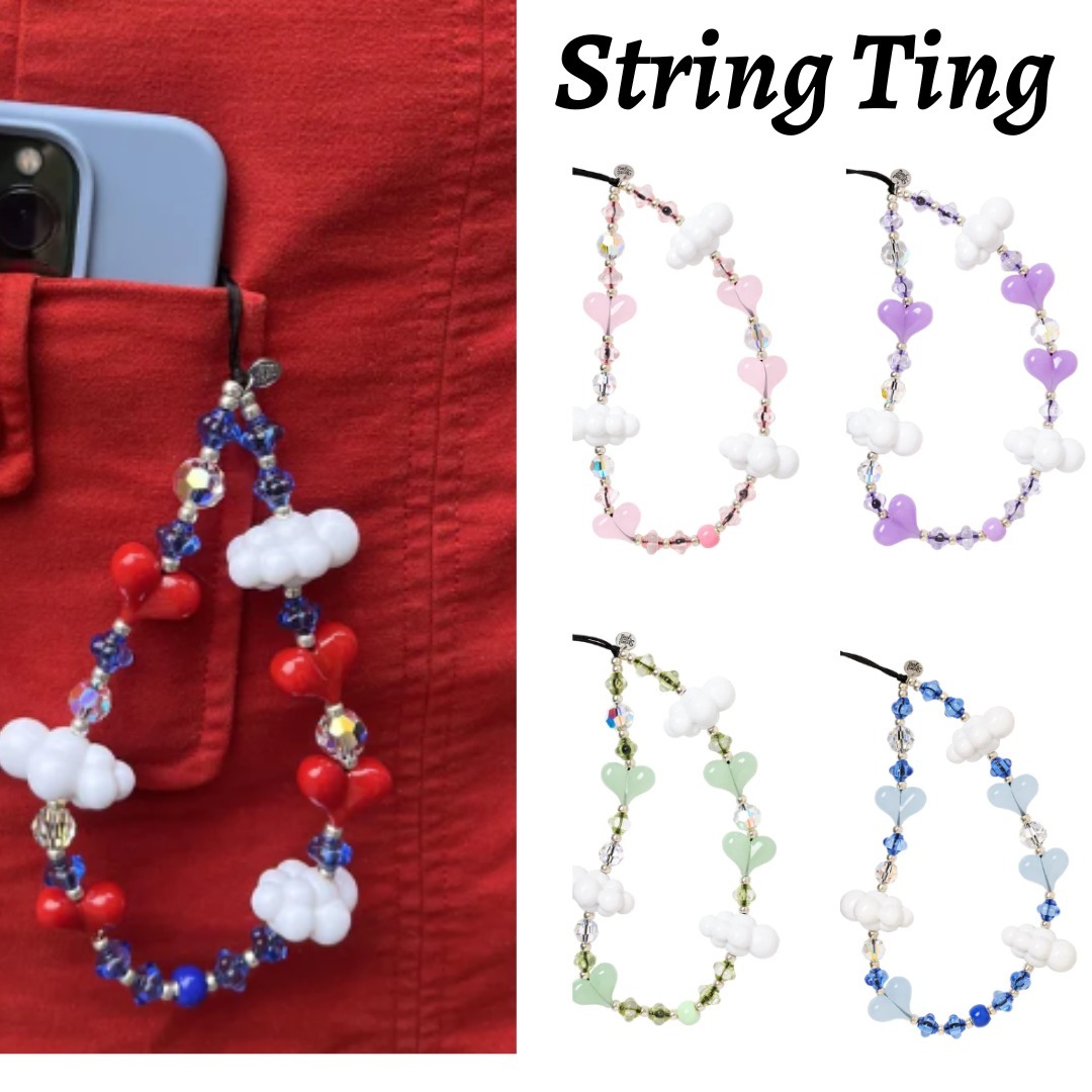♢String Ting♢スマホストラップ 雲xハート (String Ting/テック