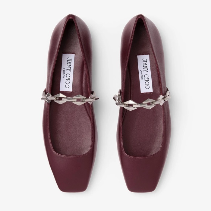 JIMMY CHOO Diamond Tilda Flat ナッパレザー・フラットシューズ
