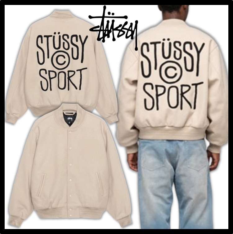 ☆関税込☆Stussy☆SPORT MELTON VARSITY JACKET☆Oatmeal☆ (STUSSY