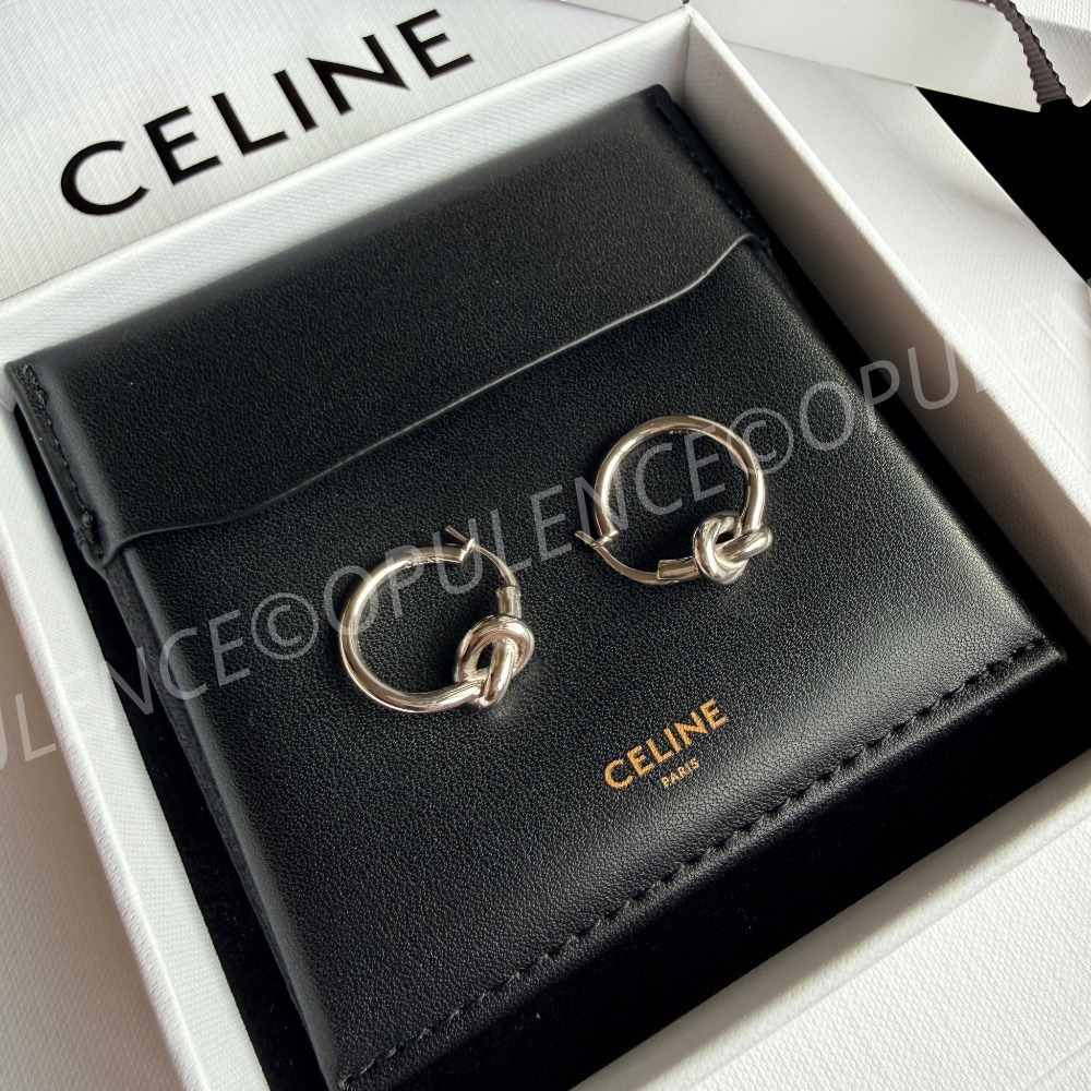 CELINE セリーヌ メンズ ノットスモールフープ ピアス シルバー