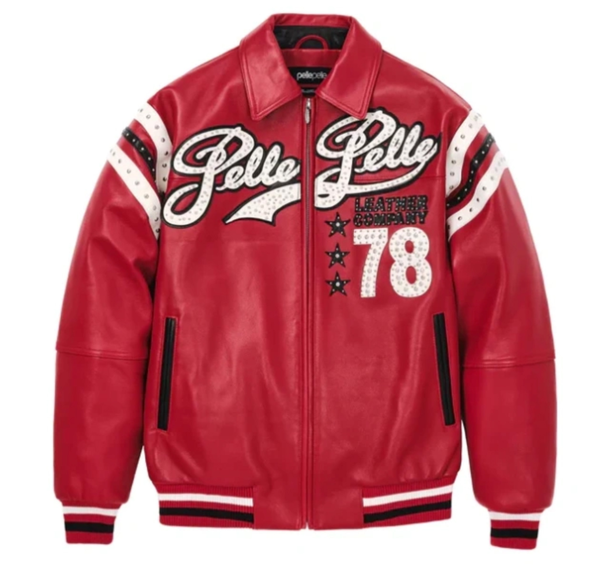 Pelle Pelle / Encrusted Varsity Jacket Red (Pelle Pelle/レザー