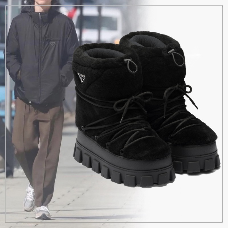 大注目】PRADA◇シアリング アフタースキーブーツ ムートン (PRADA