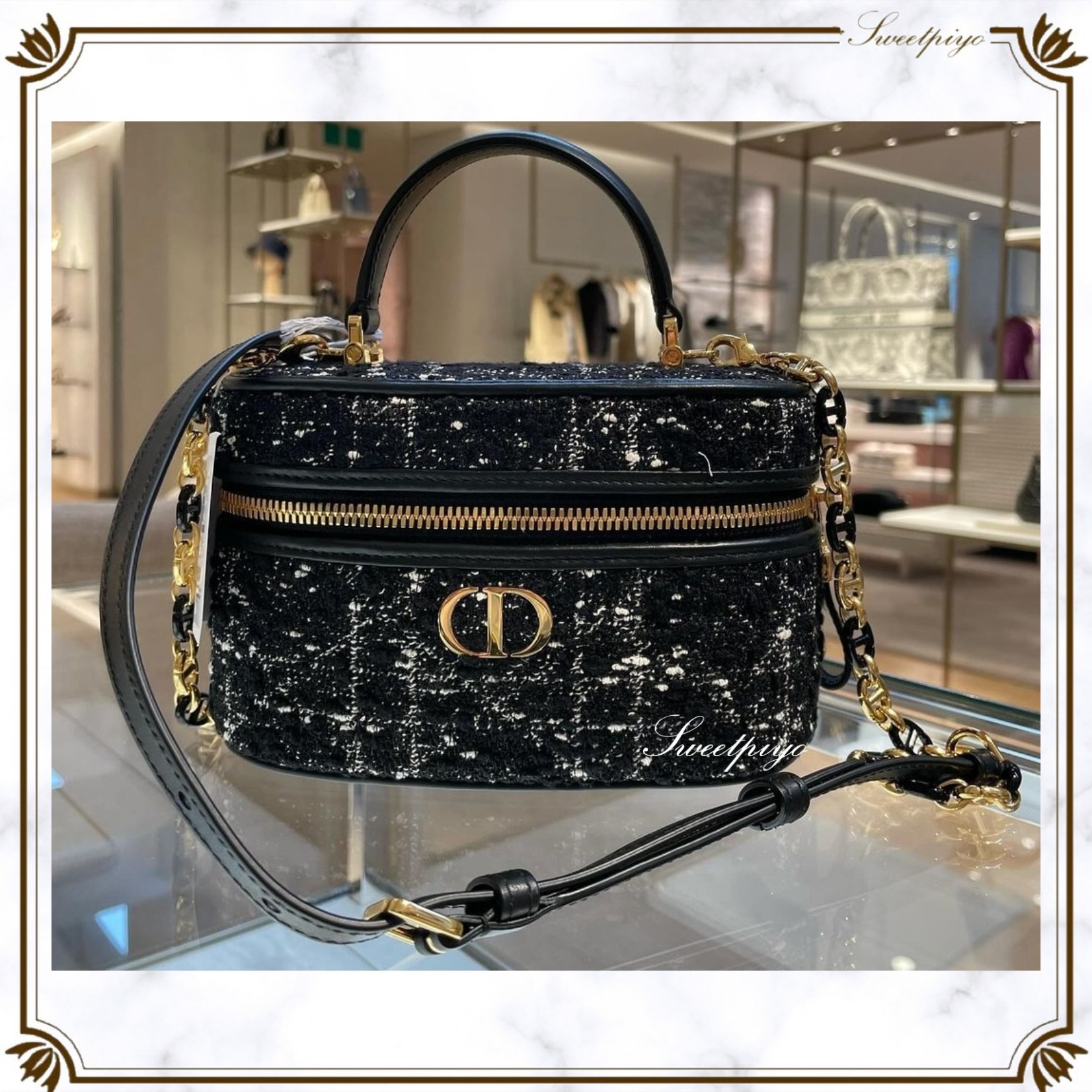 Dior☆バニティバッグ CDロゴ カナージュ ツイード エレガント (Dior