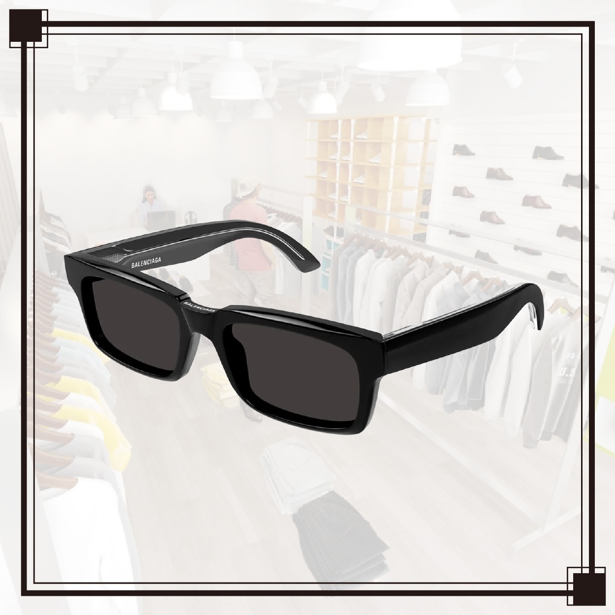 BALENCIAGA(バレンシアガ) BB0345S 001 ロゴ サングラス (BALENCIAGA