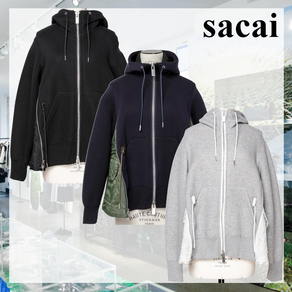 国内より1WEEK【sacai】Sponge Sweat x Nylon Twill Hoodie (sacai