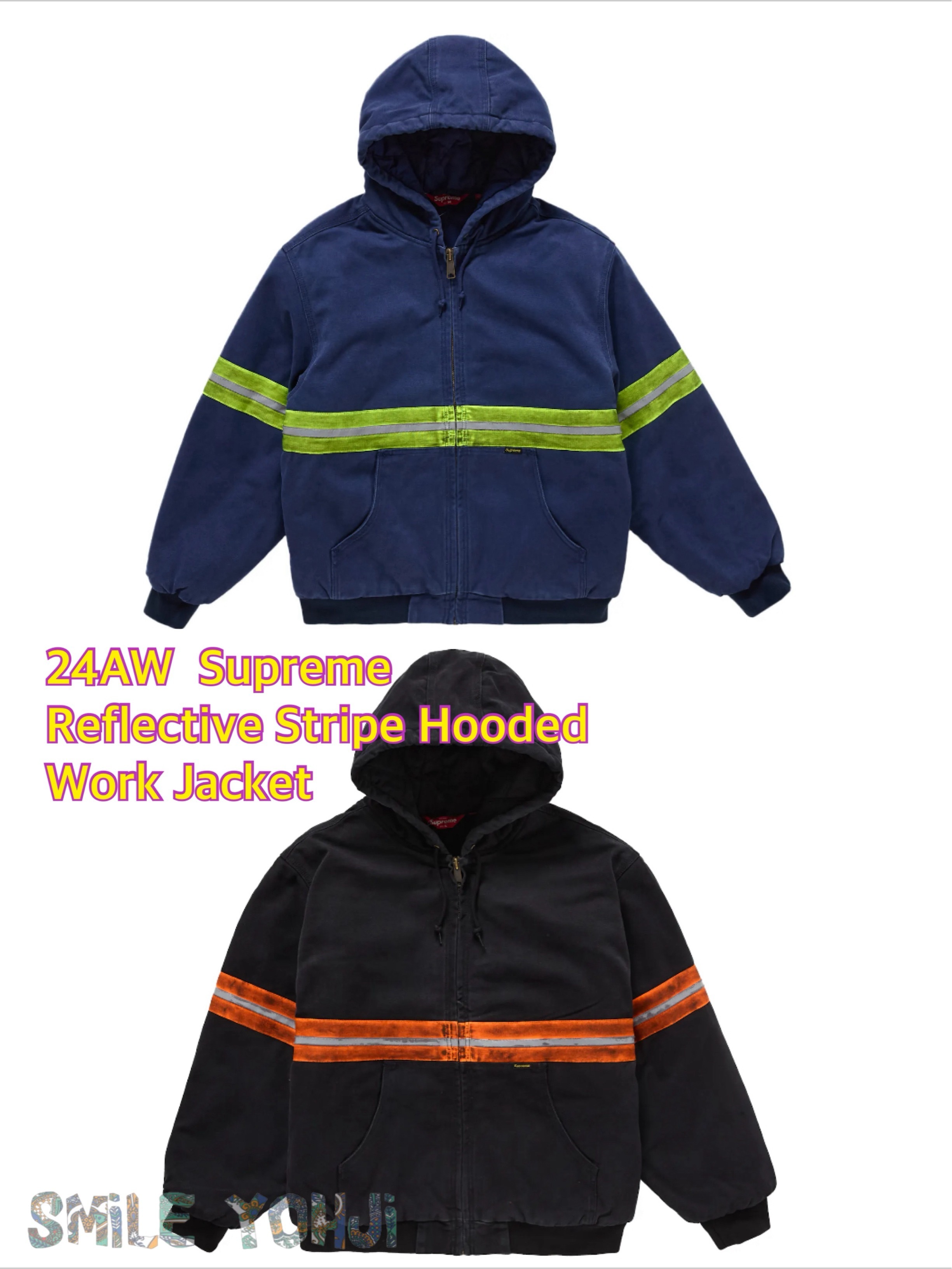 ☆24AW WEEK1☆Supreme Reflective Stripe Hooded Work Jacket