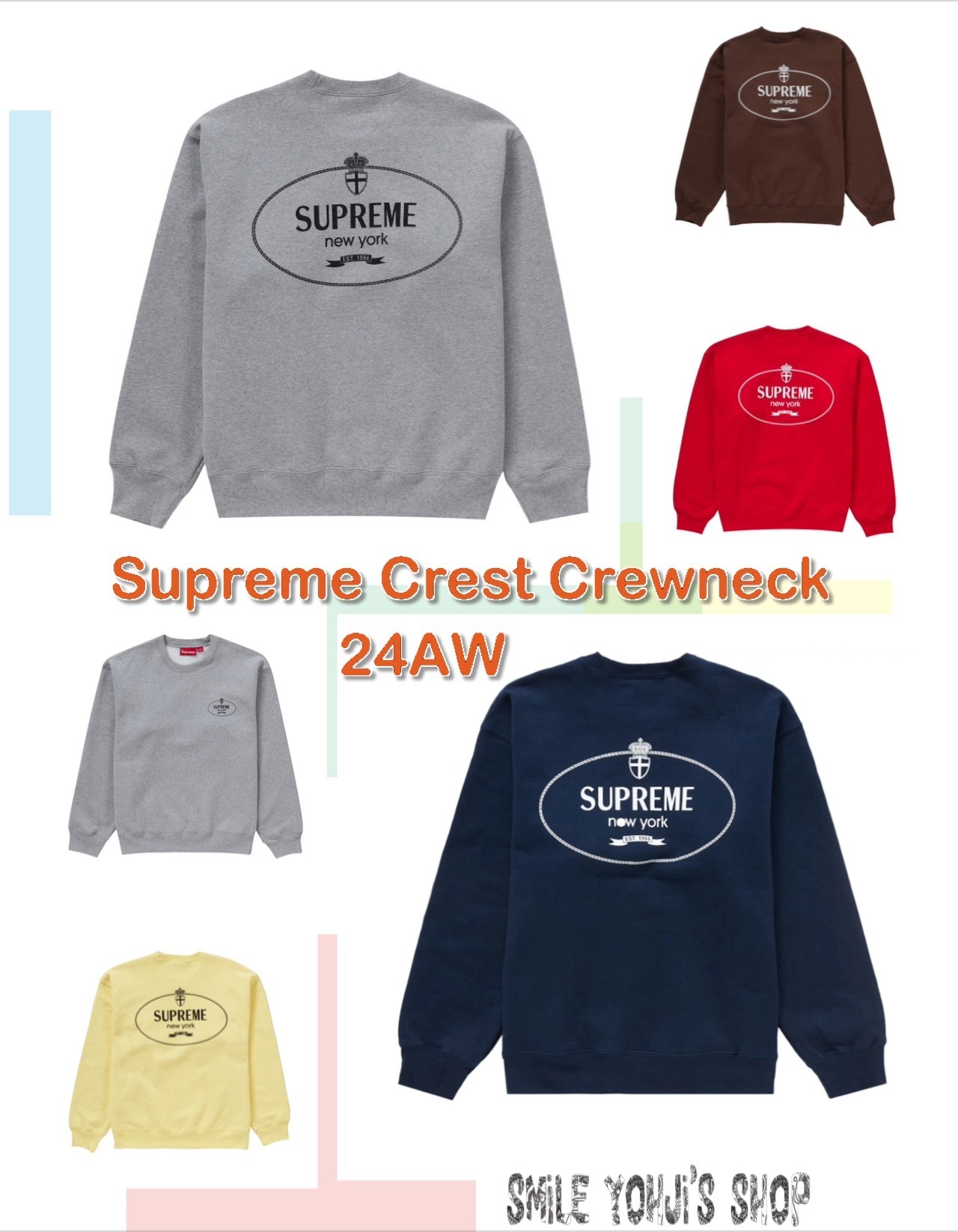 ☆2024AW WEEK1☆Supreme Crest Crewneck (Supreme/スウェット