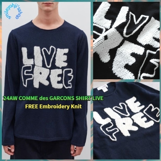 ☆24AW☆COMME des GARCONS SHIRT LIVE FREE Embroidery Knit (COMME