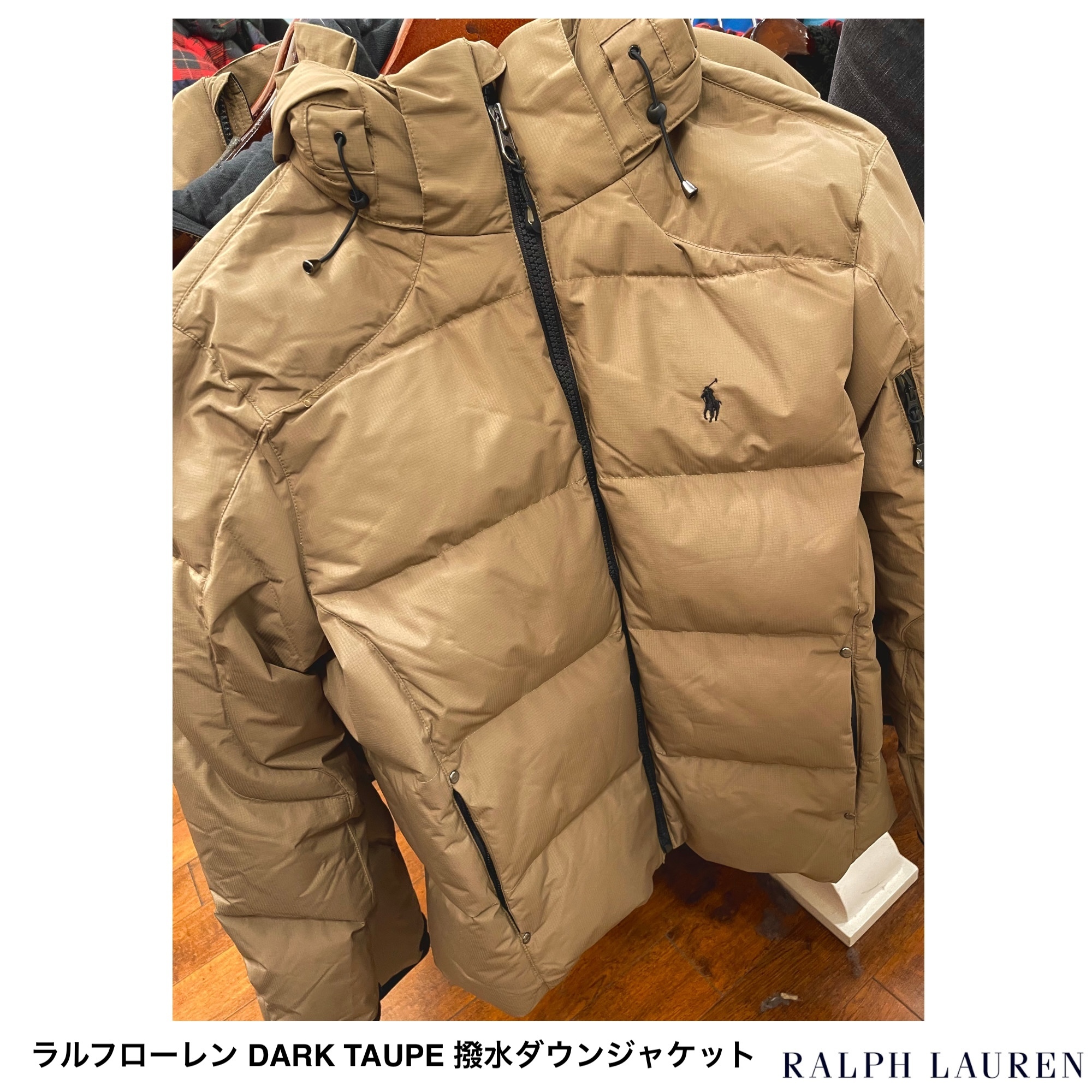 ラルフローレン] 新作 DARK TAUPE 撥水ダウンジャケット (Ralph Lauren
