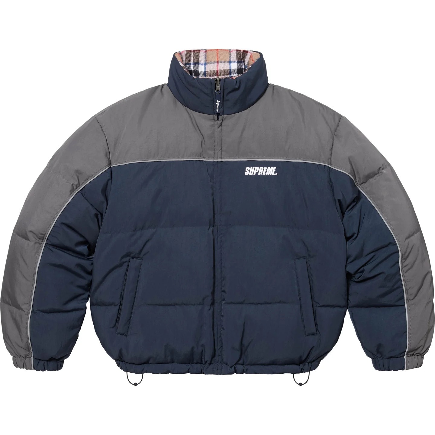 Supreme】 Reversible Puffer Jacket Navy- 24FW (Supreme/ダウン