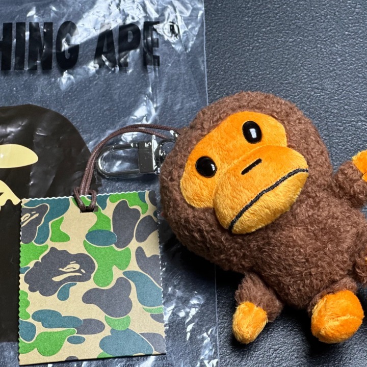 BAPE】 Baby Milo Plush Doll Key Chain 12cm Brown ☆人気 (A BATHING