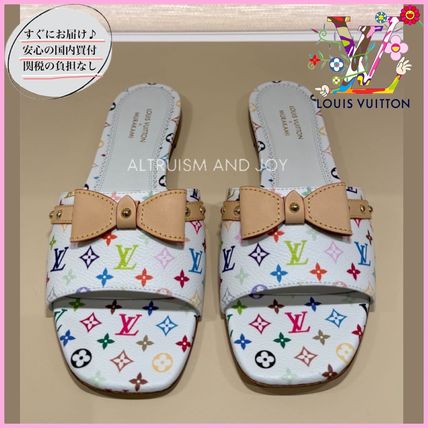 ルイヴィトンモノグラムマルチカラー ミュール ホワイト×ラベンダー