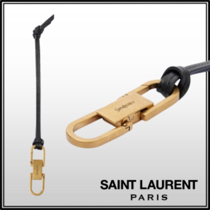 国内発送【Saint Laurent】Kiss Kiss レザートリム キーチェーン