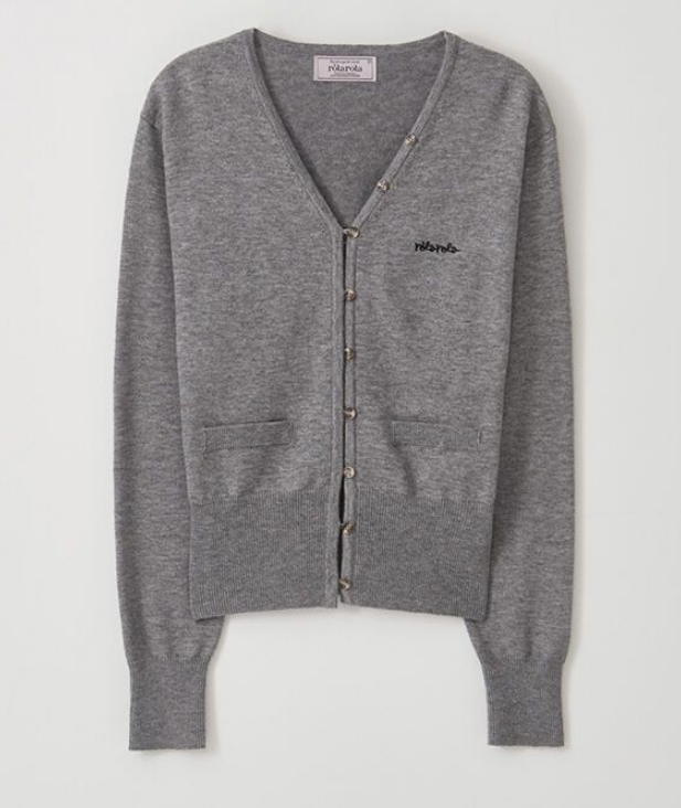 ♥ROLAROLA♥V NECK LOGO BUTTON CARDIGAN