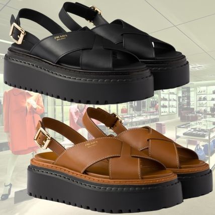 ブラウン（茶色）系 23cm PRADA(プラダ) サンダル・ミュール