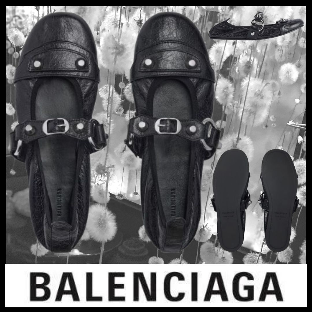 BALENCIAGA スタッズ付きバレエシューズ ブラック BALENCIAGA スタッズ