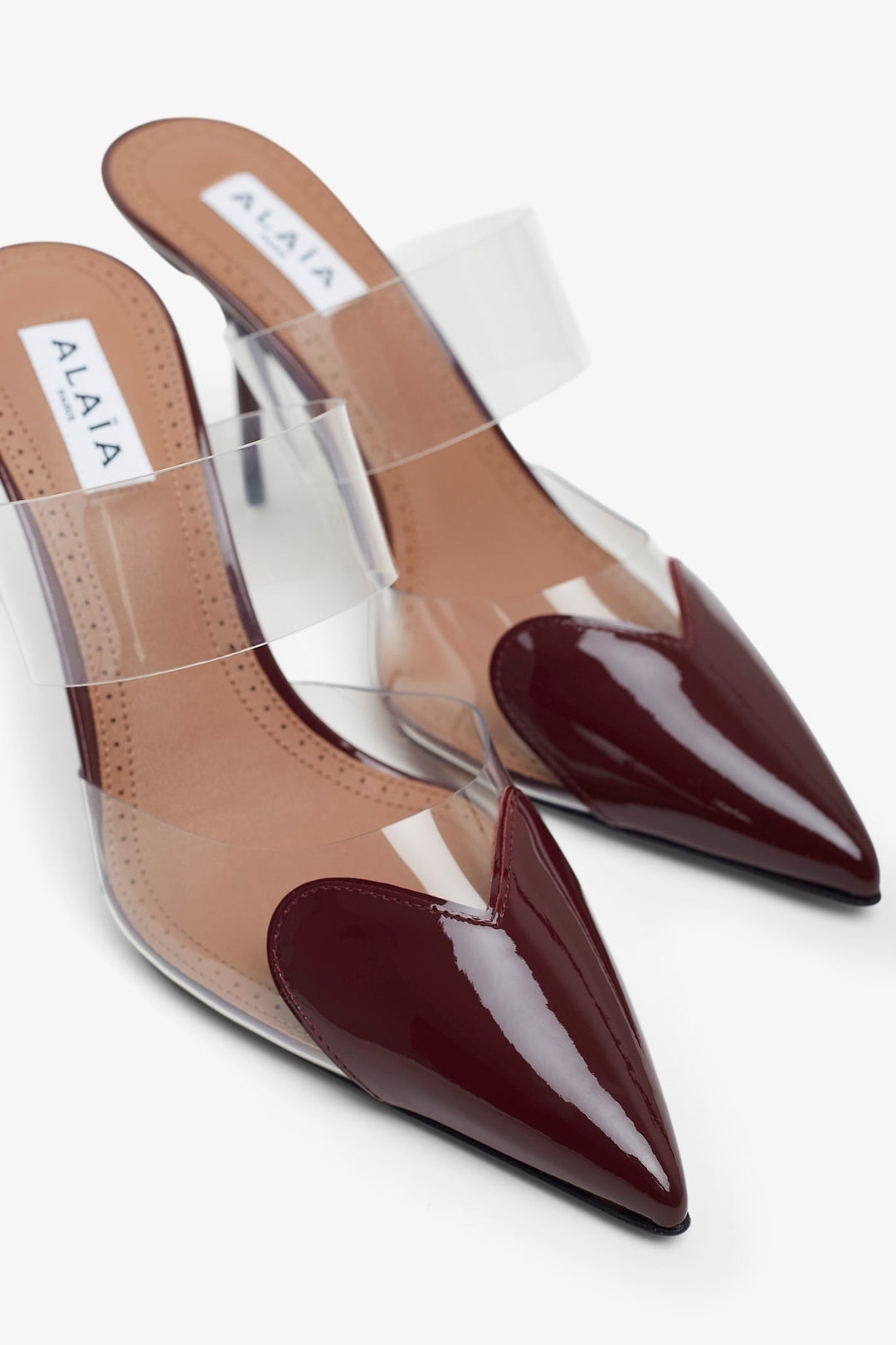 ALAIA｜Coeur パテントカーフスキン製ミュール ダークレッド (ALAIA