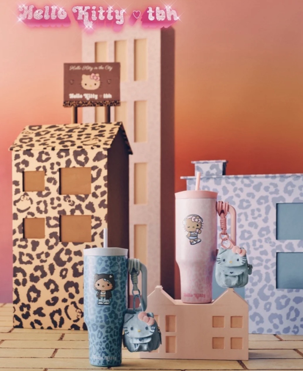 上海限定】Hello Kitty×tbh ヒョウ柄ストロー付きタンブラー (Hello