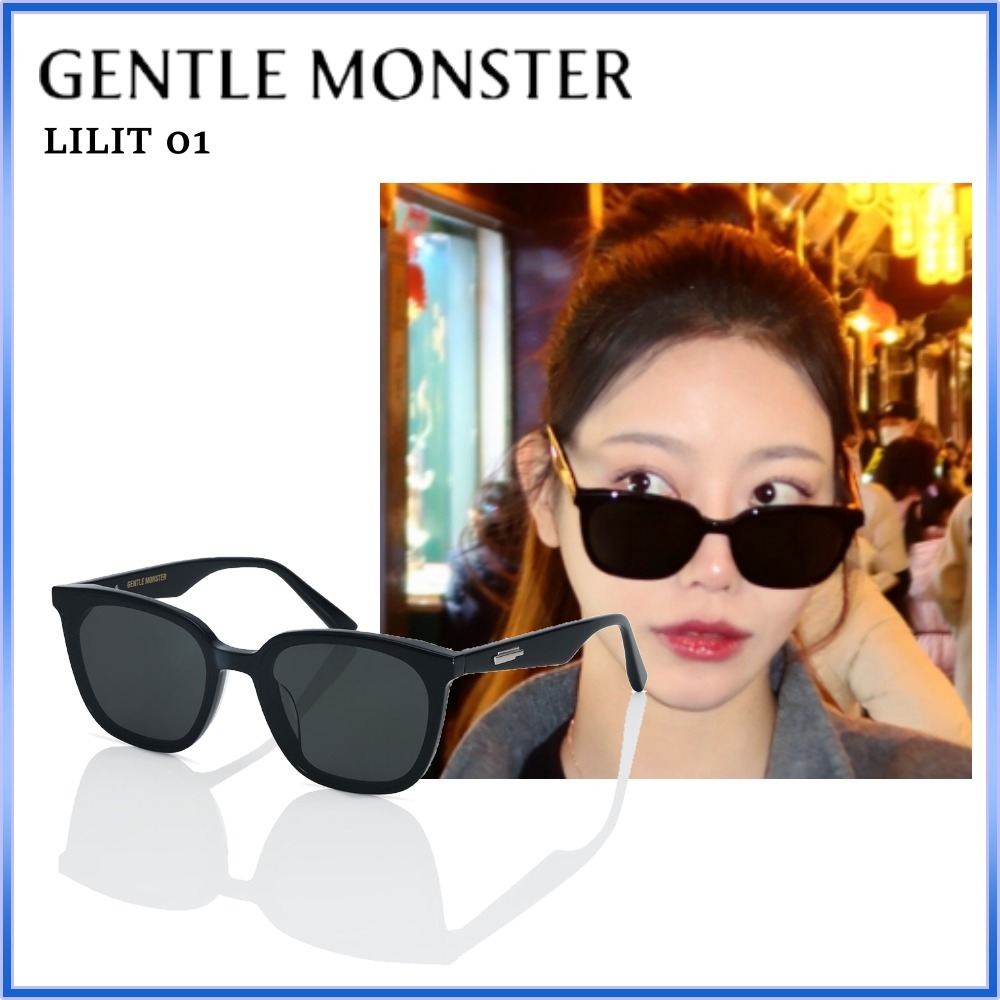 GENTLE MONSTER LILIT 01 スクエア型 黒 サングラス UVカット (Gentle