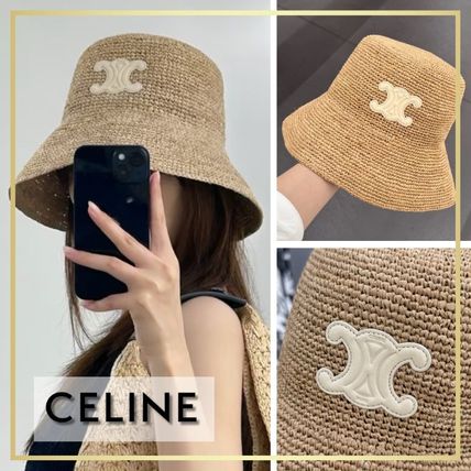 バケットハット ベージュ系 CELINE(セリーヌ) 帽子(レディース