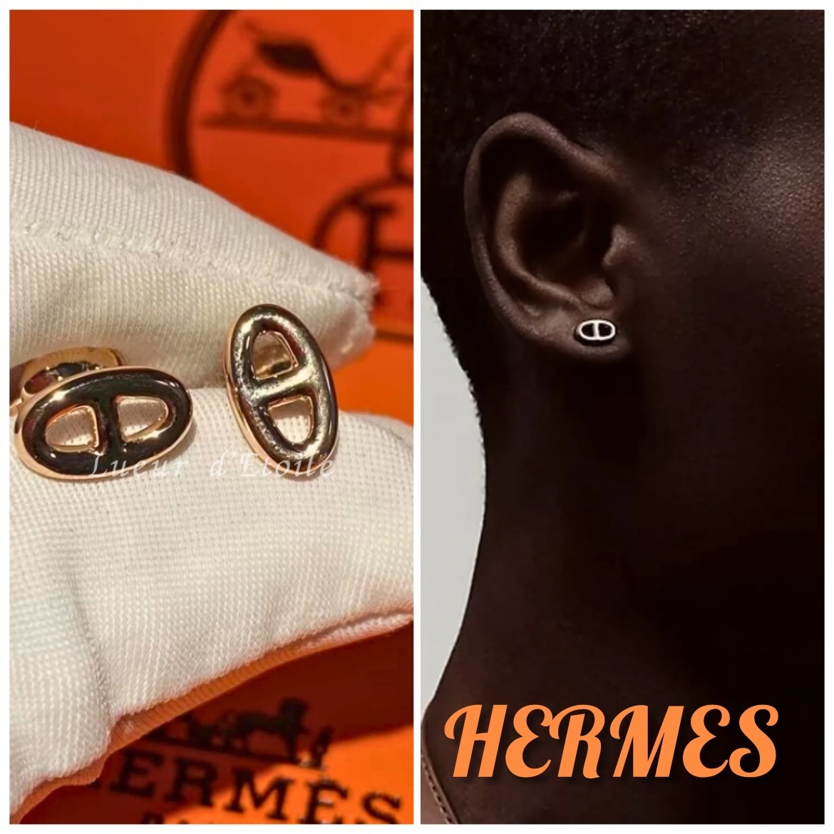 希少品】HERMES シェーヌダンクル ファランドール ピアス TPM (HERMES