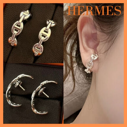 レア☆】HERMES シェーヌダンクル アンシェネ シルバーピアス (HERMES