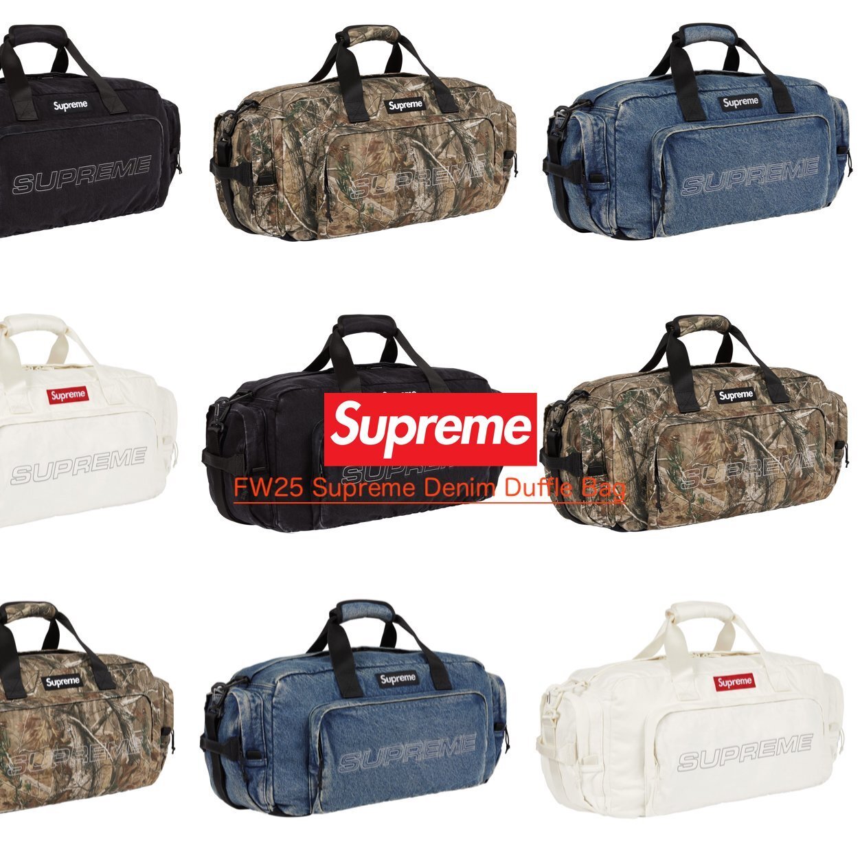FW25 Supreme Denim Duffle Bag - デニム ダッフル バッグ (Supreme