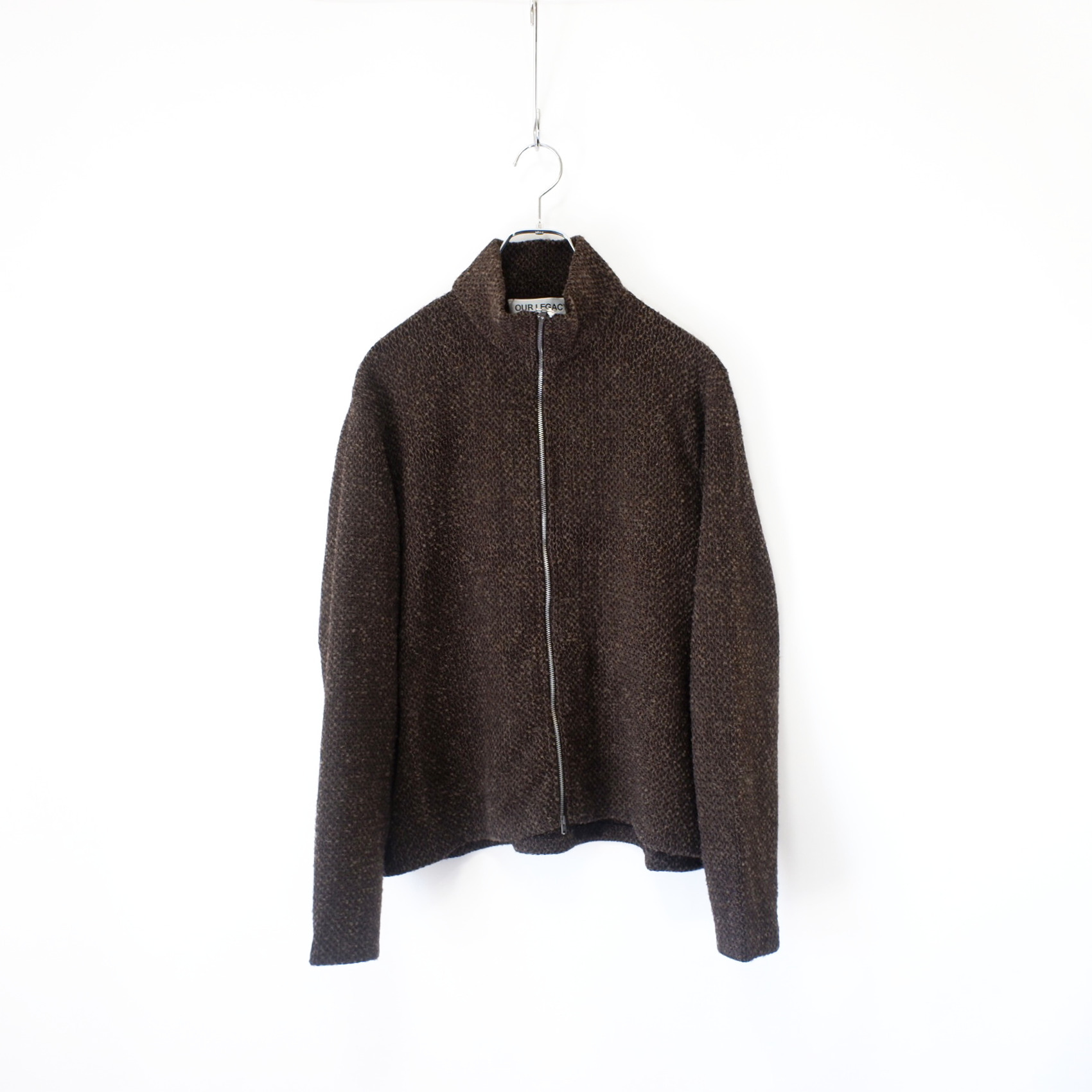 Our Legacy SHRUNKEN FULL ZIP POLO BROWN SPARSE BUCKLE WEAVE (OUR