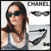 リボン取り外し可能【CHANEL】キャッツアイ シェイプ アイウェア