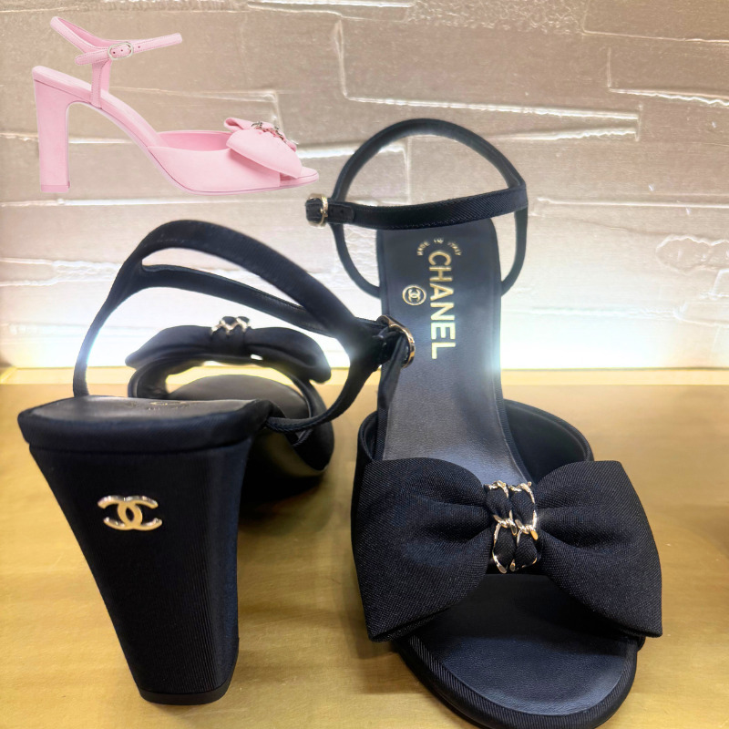 ☆リボン&チェーン☆【CHANEL】足首ストラップ サンダル (CHANEL