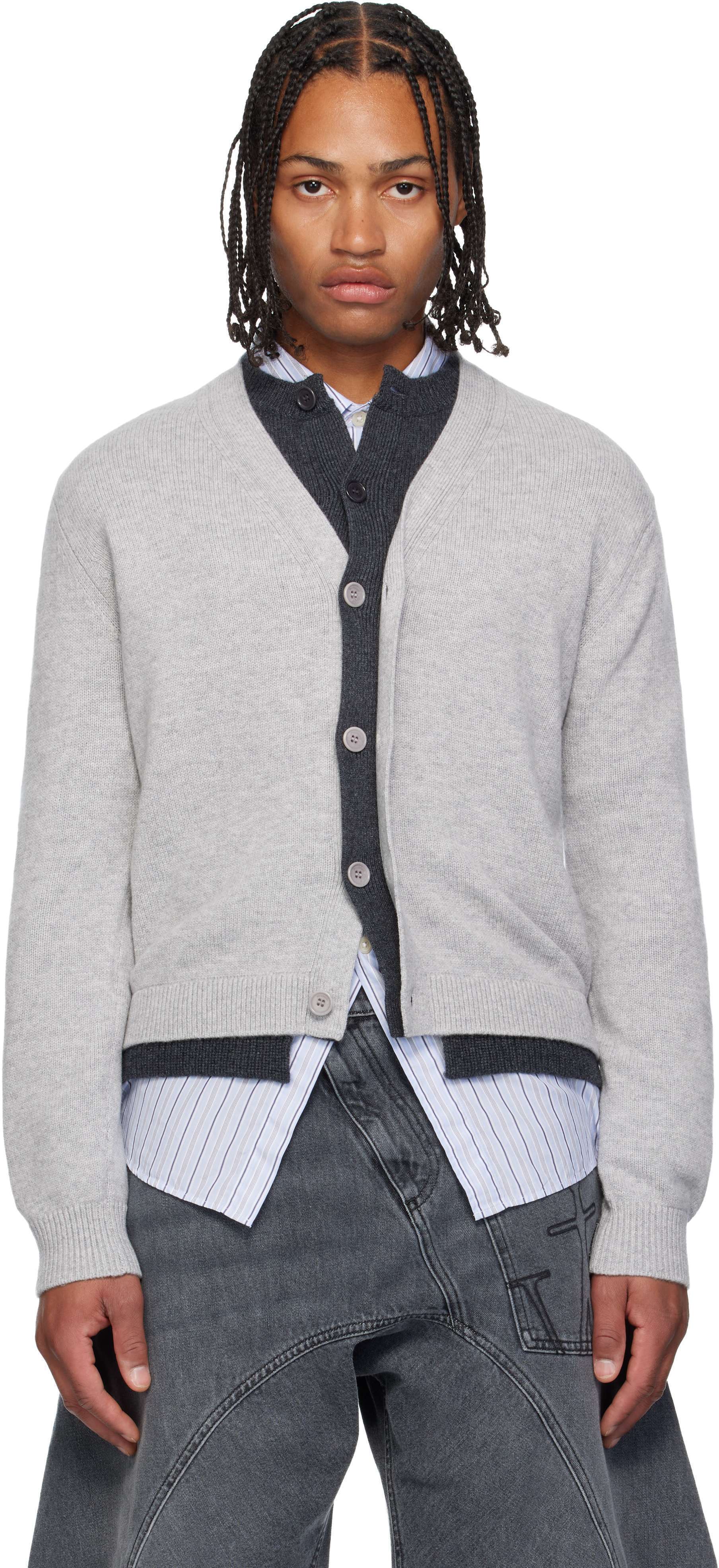 関税込み】JW Anderson グレー レイヤード カーディガン (J W ANDERSON