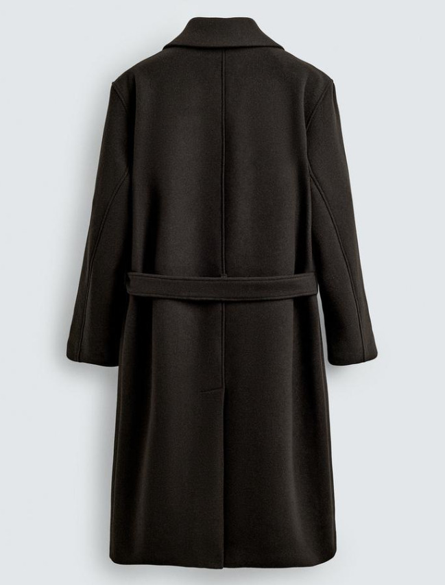 ZARA ウールベルト付きダブルブレストコート 選べるカラー 新作 (ZARA