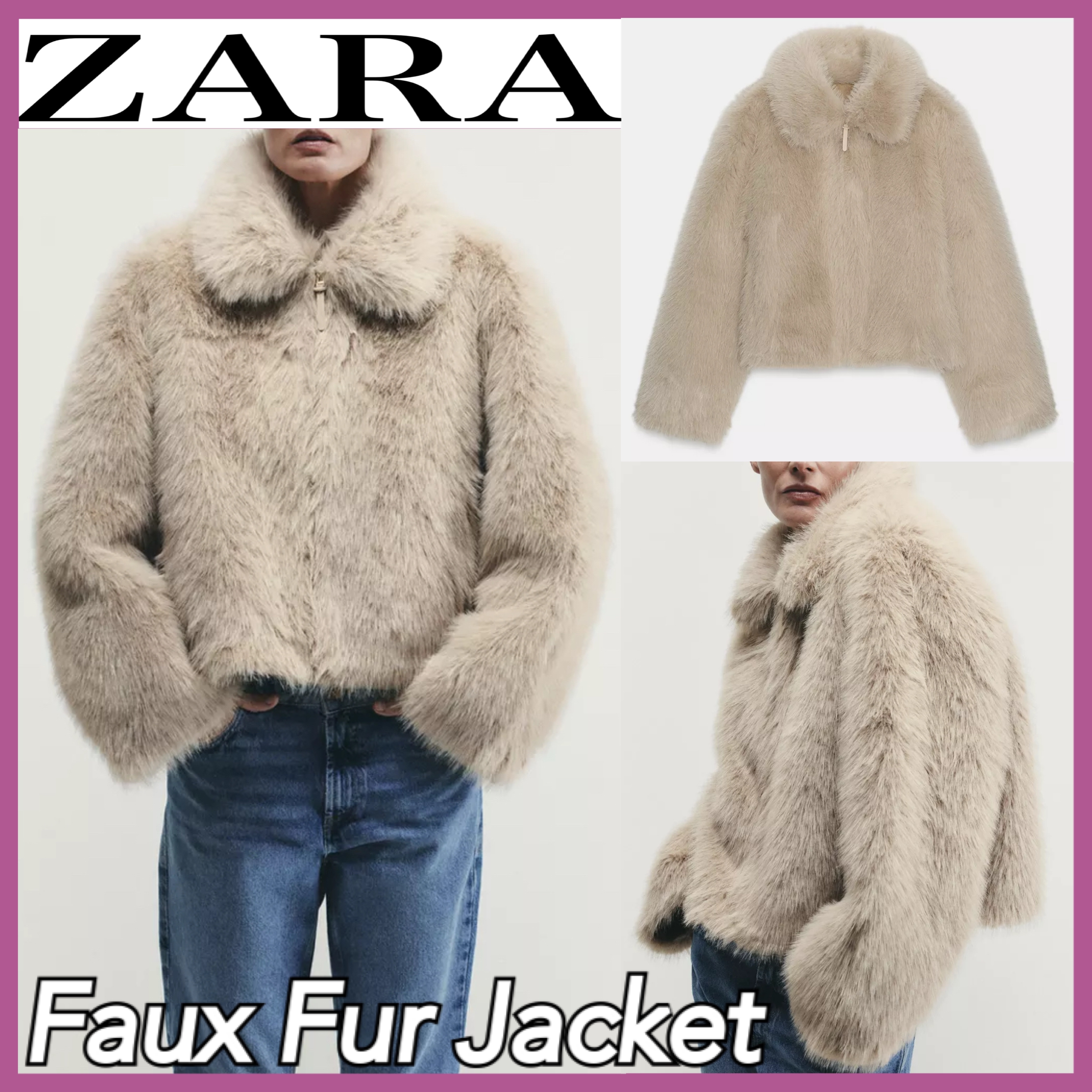 送料関税込み☆ZARA/ザラ☆ボリューム フェイクファージャケット (ZARA