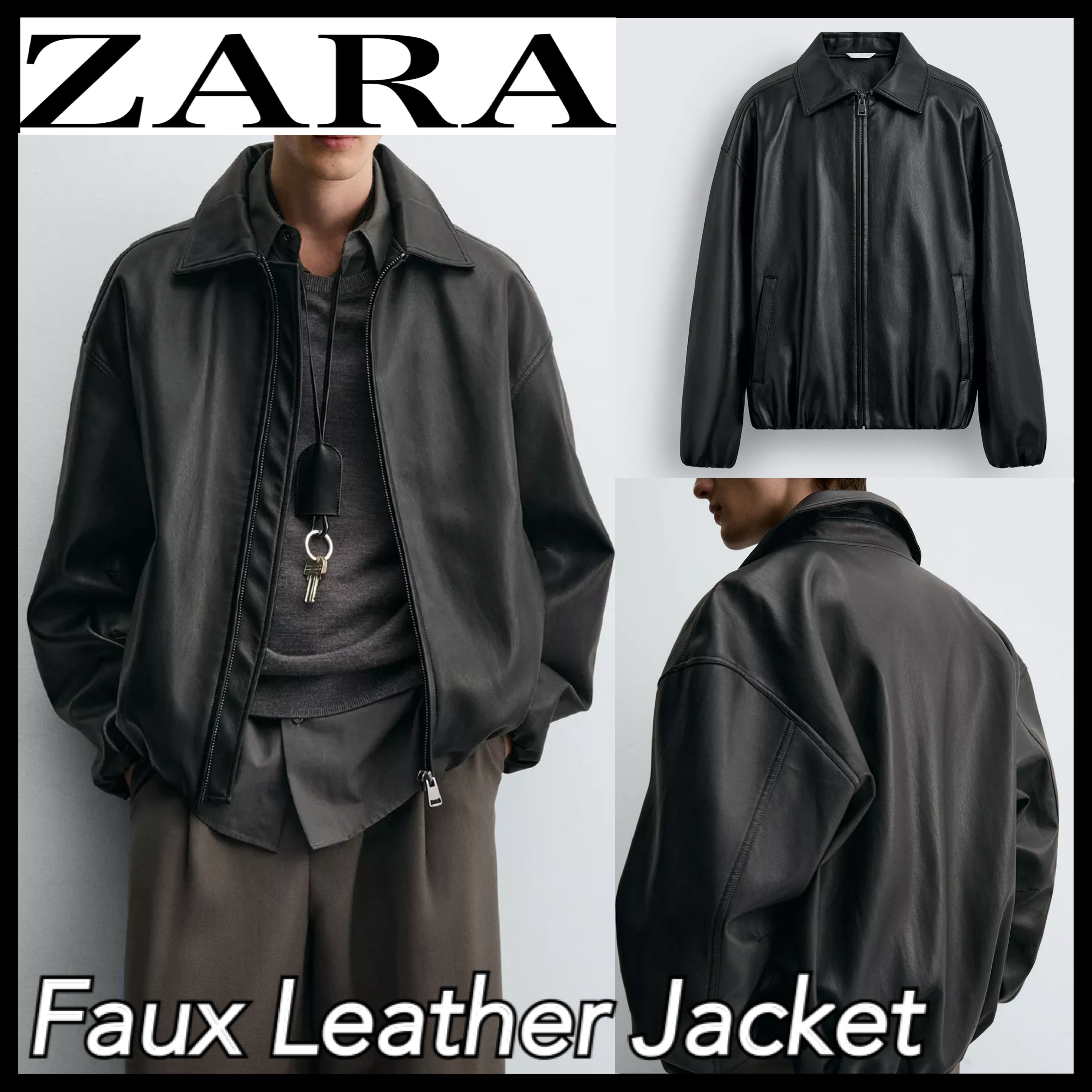 大人気 ☆ZARA(ザラ)☆定番 フェイクレザー ボンバージャケット (ZARA