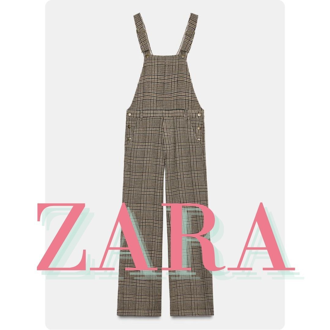 ZARA ウール混チェック柄ジャンプスーツ 4391/280 (ZARA
