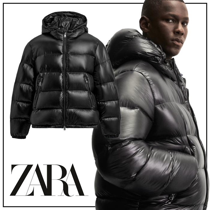 ZARA 100%フェザー ダウン 撥水加工 パフジャケット (ZARA/ダウン