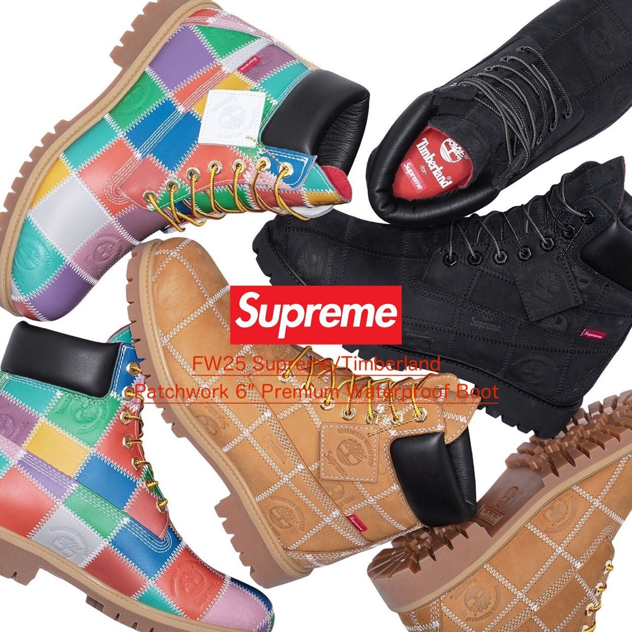 Supreme Timberland Patchwork 6″ Premium Waterproof Boot