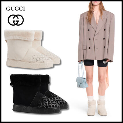 ホワイト（白）系 GUCCI(グッチ) ショートブーツ・ブーティ(レディース