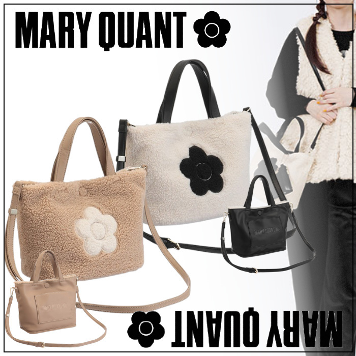 2-5日着 MARY QUANT ボアリバーシブル 2WAYミニトートバッグ (MARY