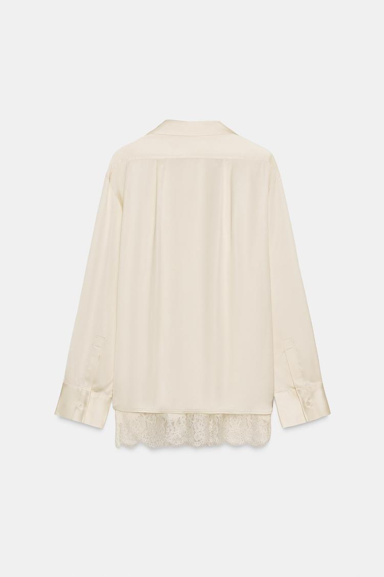 ZARA ZW COLLECTION コンビ素材サテンブラウス 4786/522 (ZARA