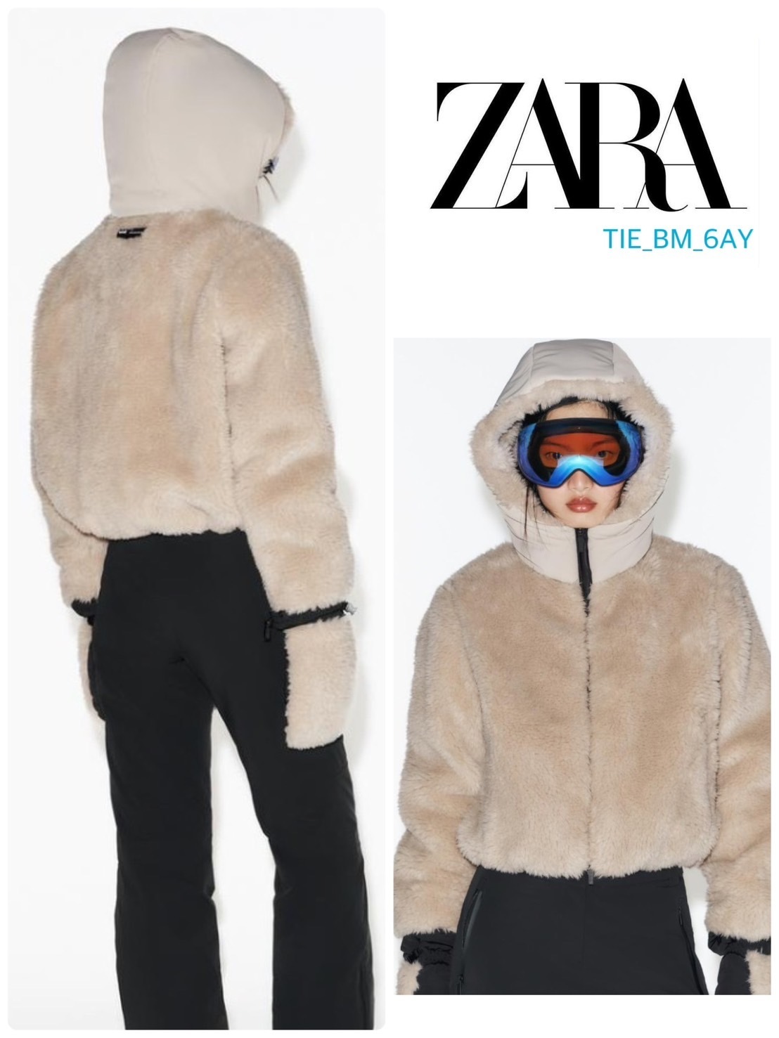 ZARA テクノロジー スキーコレクション ショート フード付コート (ZARA