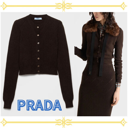 ブラウン（茶色）系 L PRADA(プラダ) カーディガン(レディース