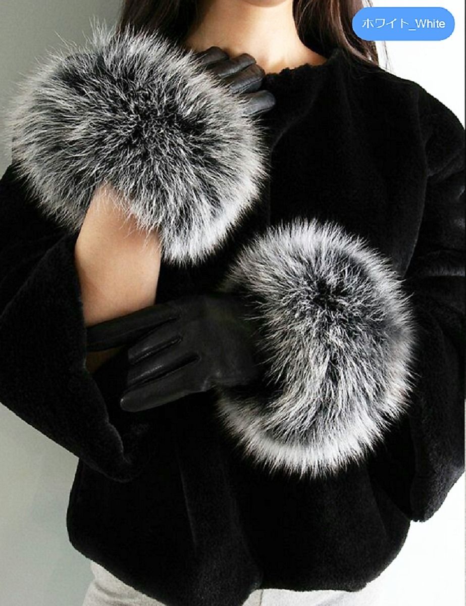 レザー手袋 ファー手袋 フォックスファー手袋 ラム革 (手袋) 32640263