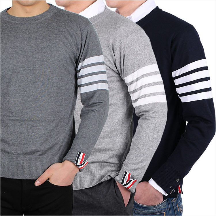 3色) THOM BROWNE 19SS 4LINE アームバンド ウールニット (THOM BROWNE