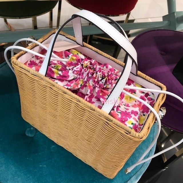 kate spade】お花柄♪かごバッグ sam wicker medium satchel☆ (kate