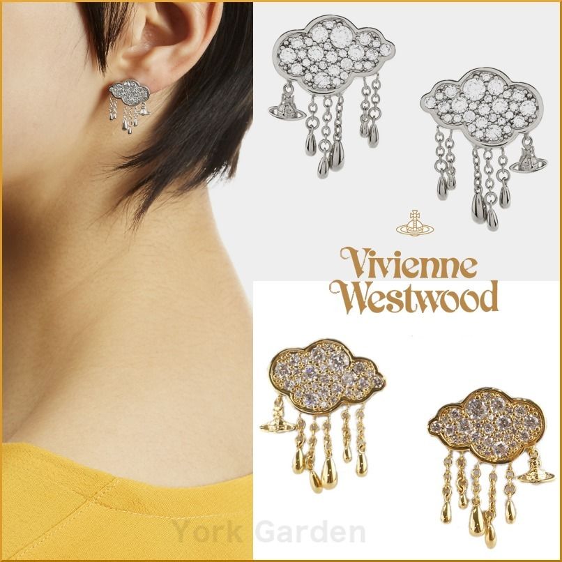 新作☆vivienne westwood☆雲と雨のSHIRAオーブロゴピアス (Vivienne
