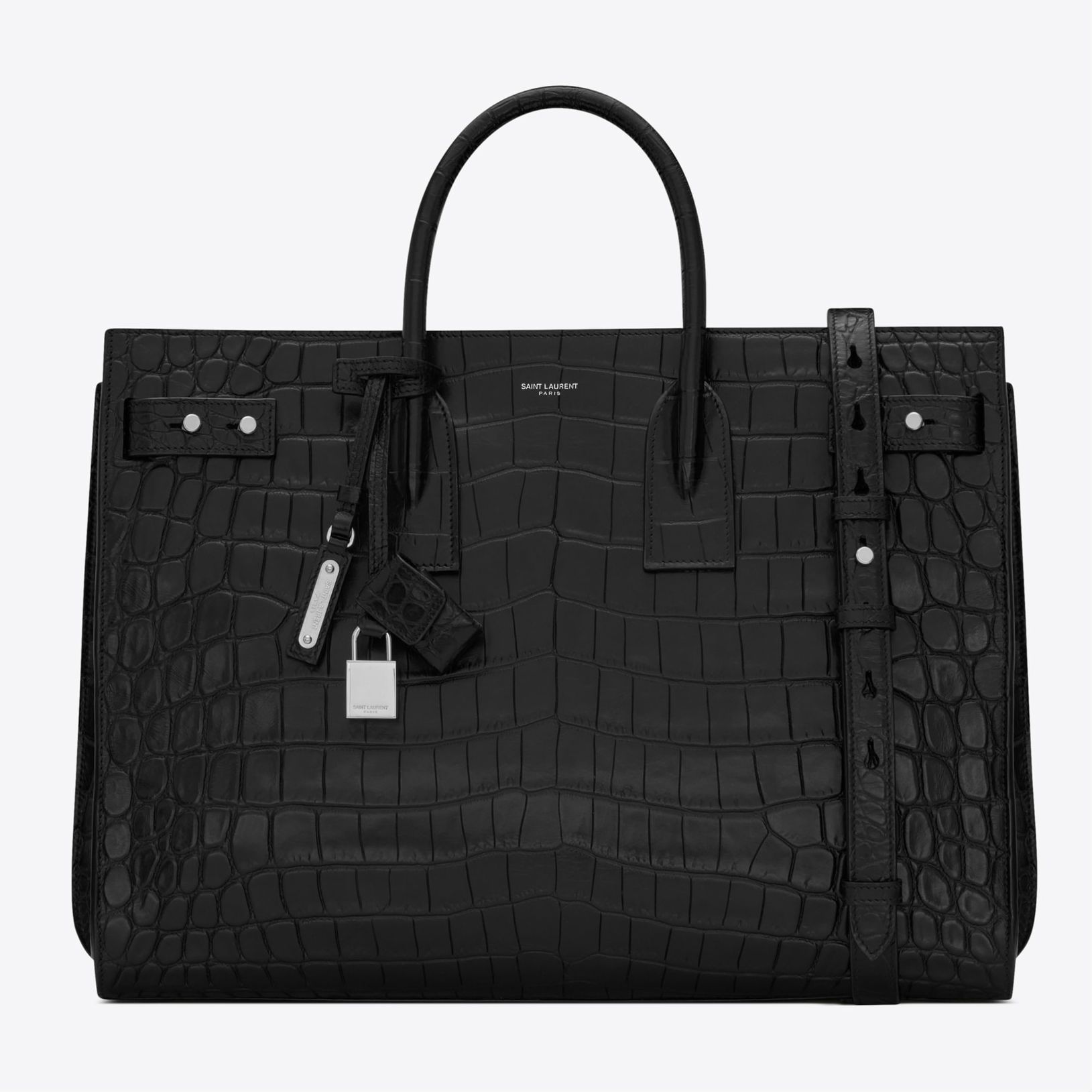 Saint Laurent SAC DE JOUR クロコ型押しレザー ブリーフケース (Saint